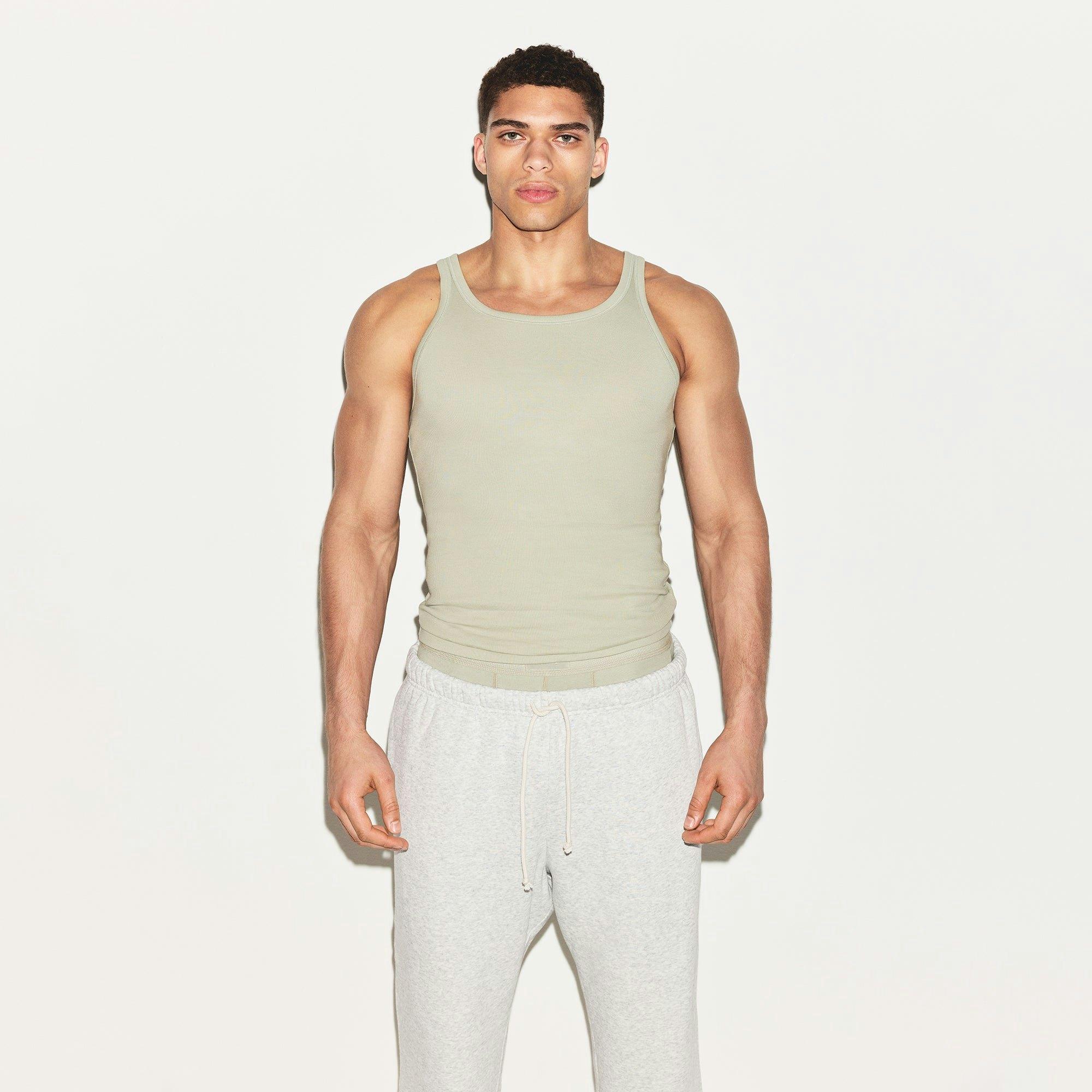 SKIMS COTTON MENS RIB TANK 3-PACK | ARMY MULTI Product Image