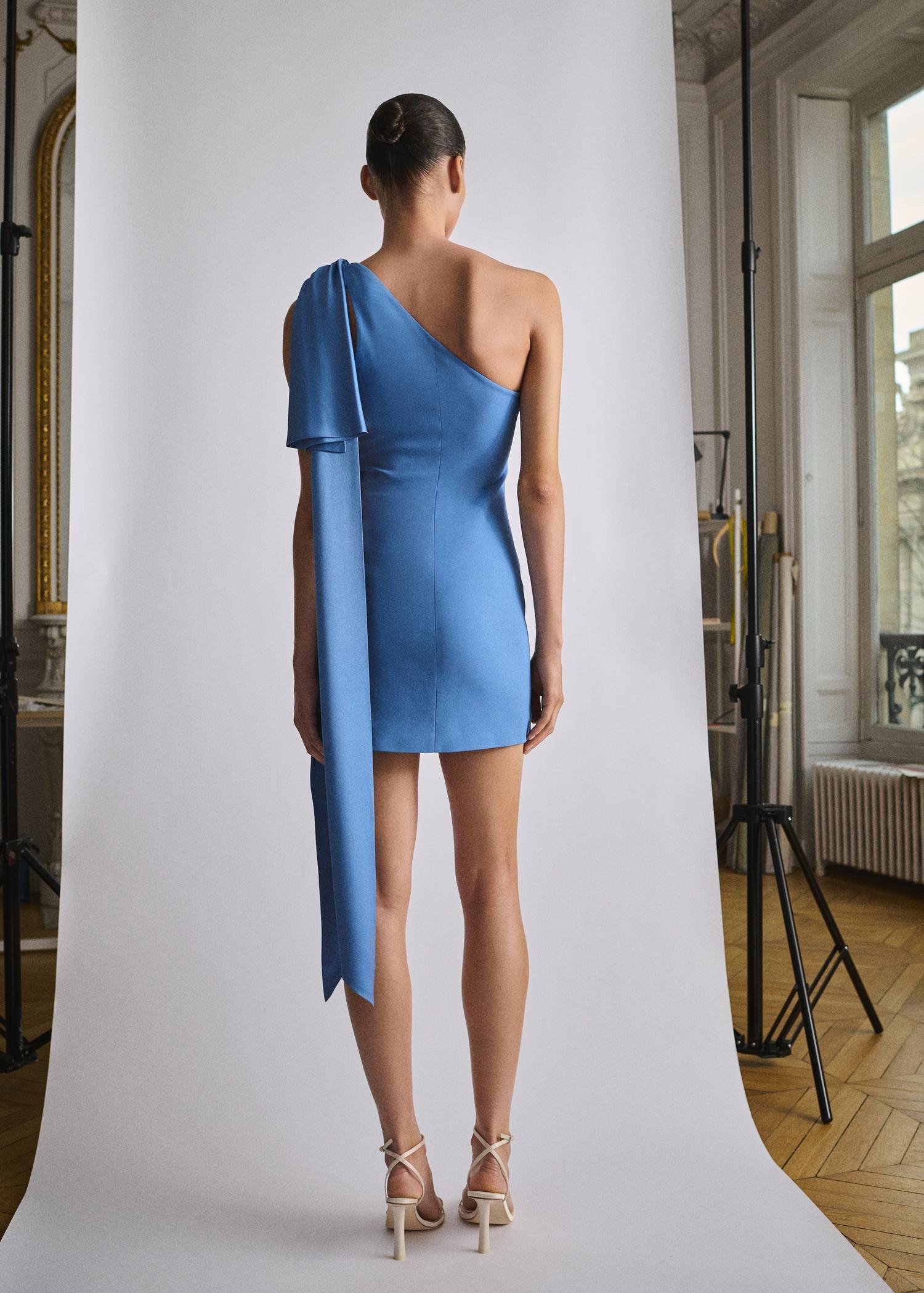 Draped satin dress with bow detail - Women | MANGO USA Product Image