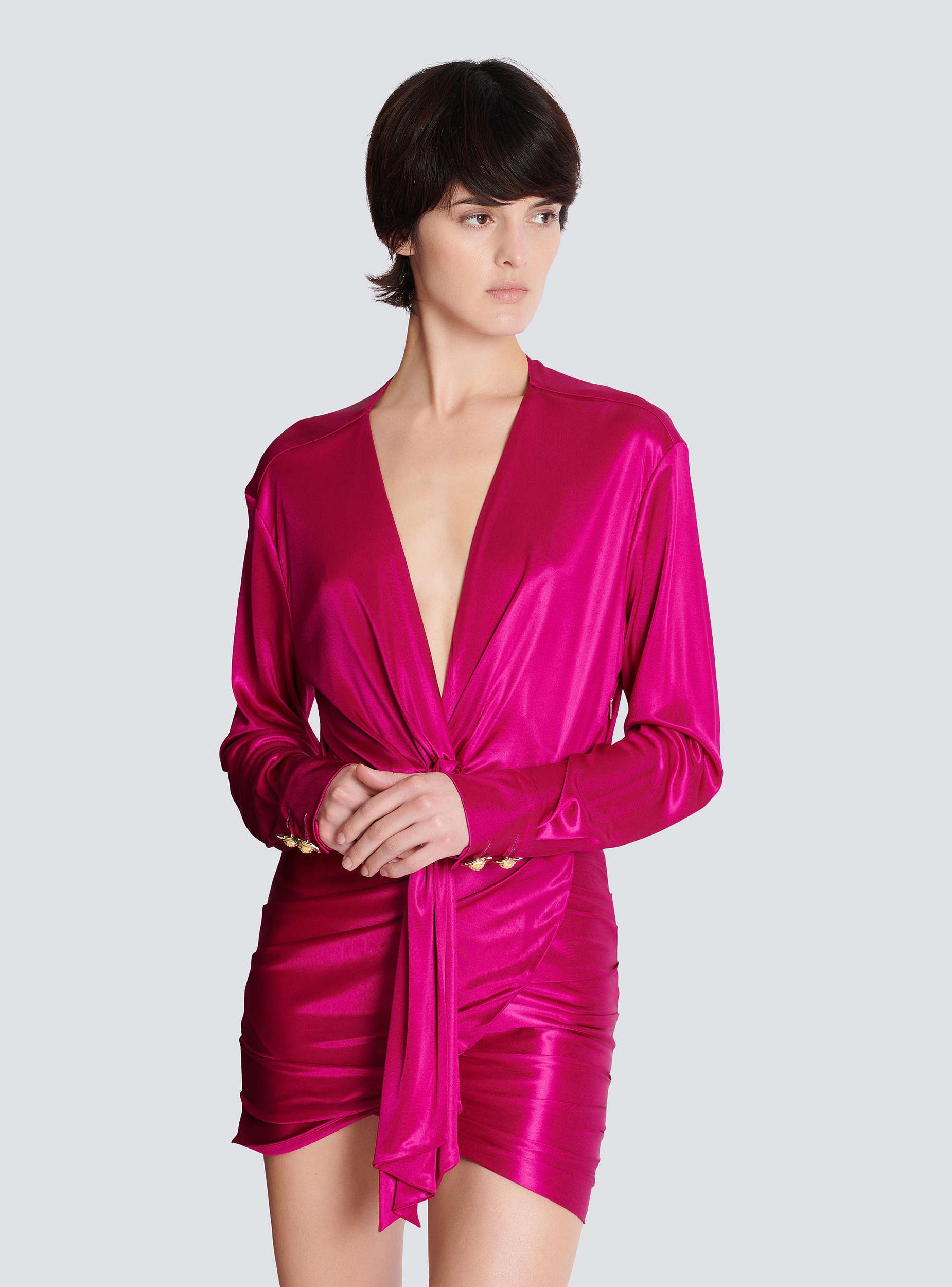 Short draped interlock jersey dress Product Image