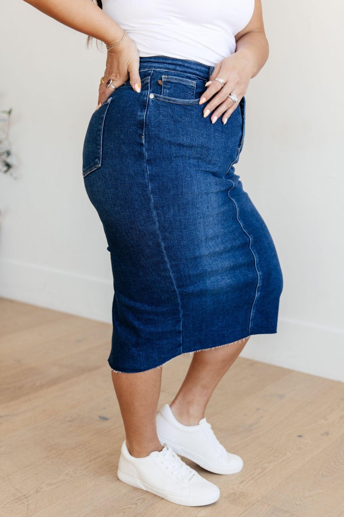 Marcy High Rise Denim Midi Skirt (Online Exclusive) Product Image
