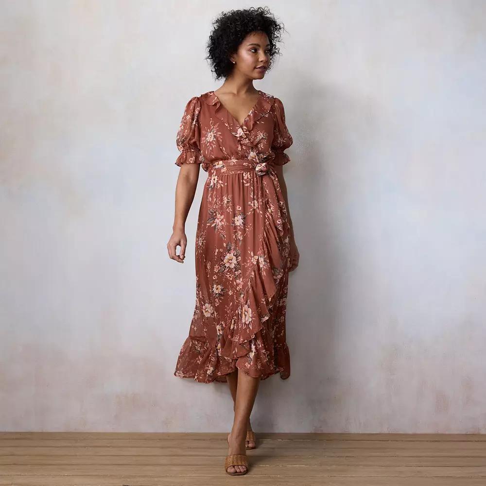 Women's LC Lauren Conrad Ruffled Wrap Maxi Dress, Size: Small, Red Genevieve Garden Product Image