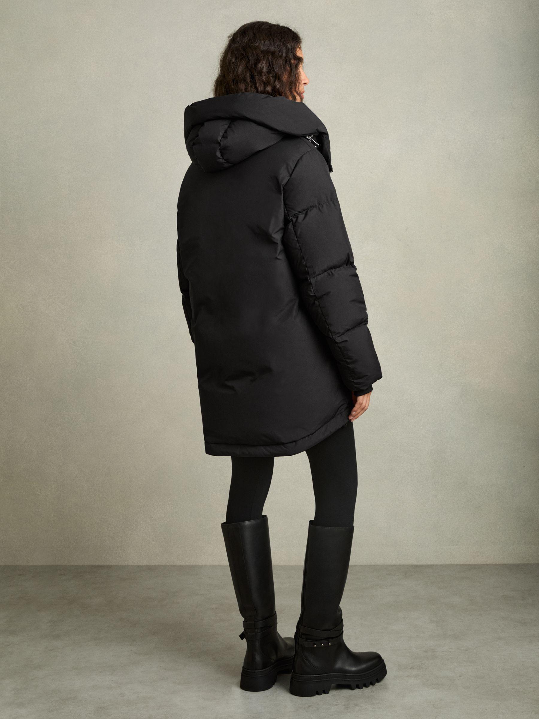 Concealed-Hood Puffer Coat in Black Product Image