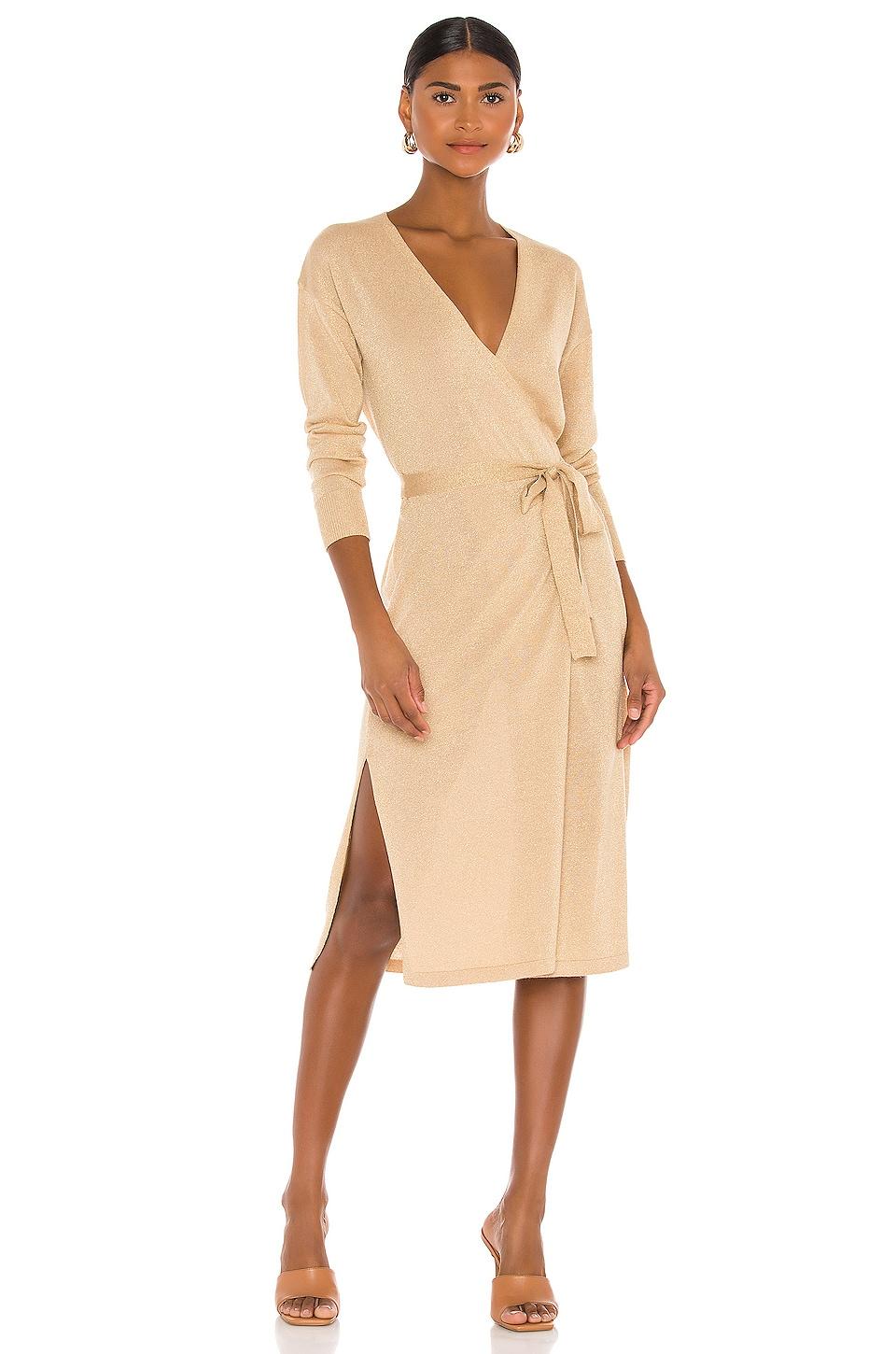 Lovers and Friends Azita Wrap Dress in Gold Product Image