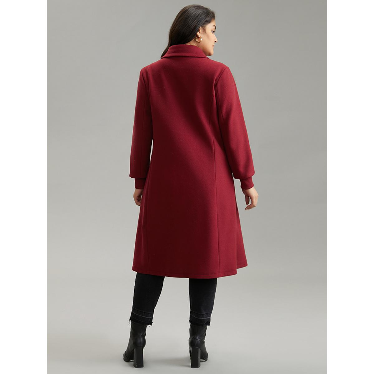 Plus Size Plain Lapel Collar Double Breasted Coat Women Scarlet Casual Lined Ladies Dailywear Winter Coats BloomChic 30/6X Product Image