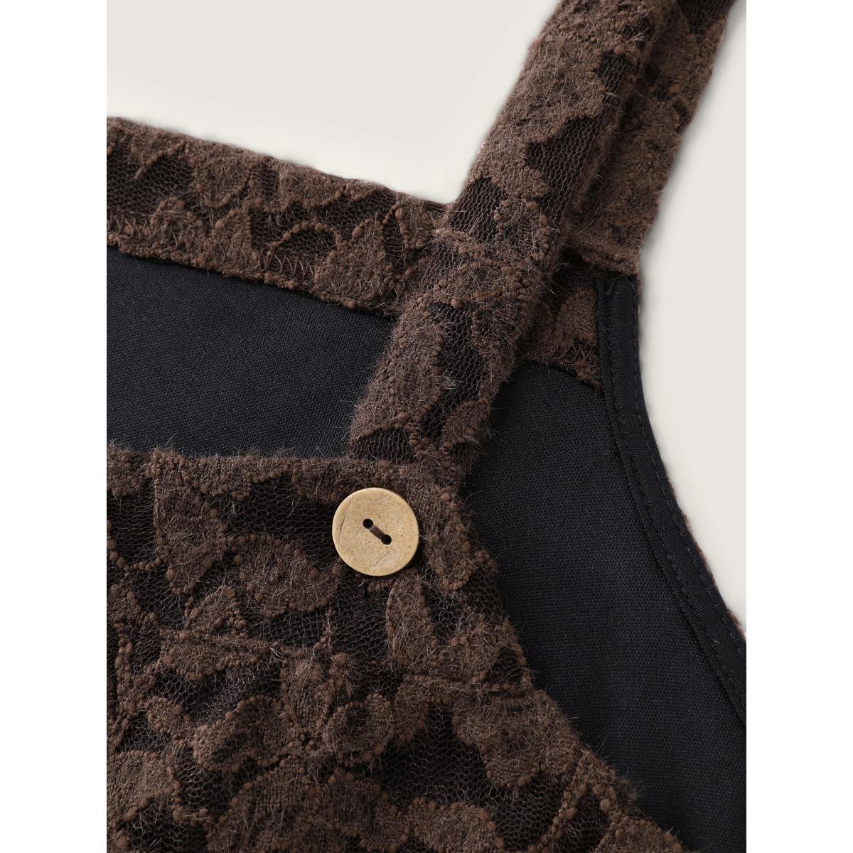 Plus Size Lace Textured Adjustable Straps Maxi Dress DarkBrown Women Leisure Texture Non Sleeveless Curvy BloomChic 18-20/2X Product Image