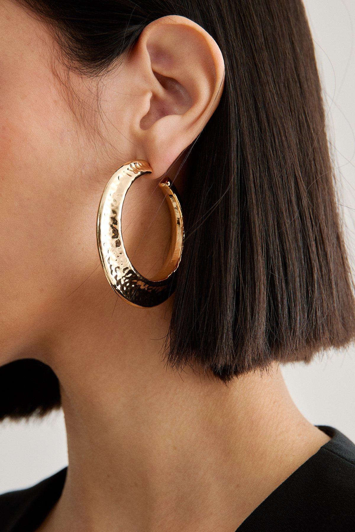 Textured Hoop Earrings Product Image