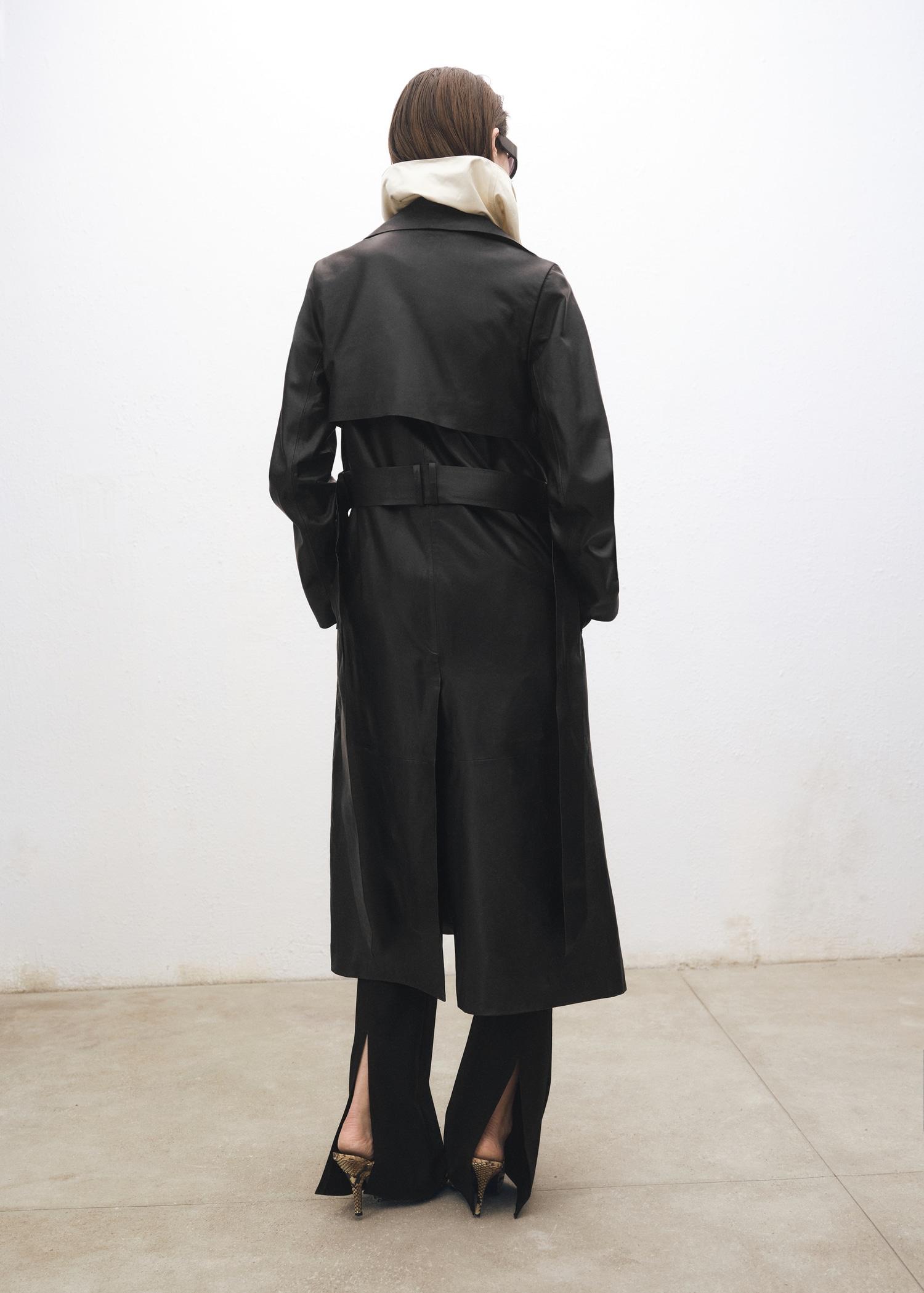 Leather trench coat with belt - Women | MANGO USA Product Image