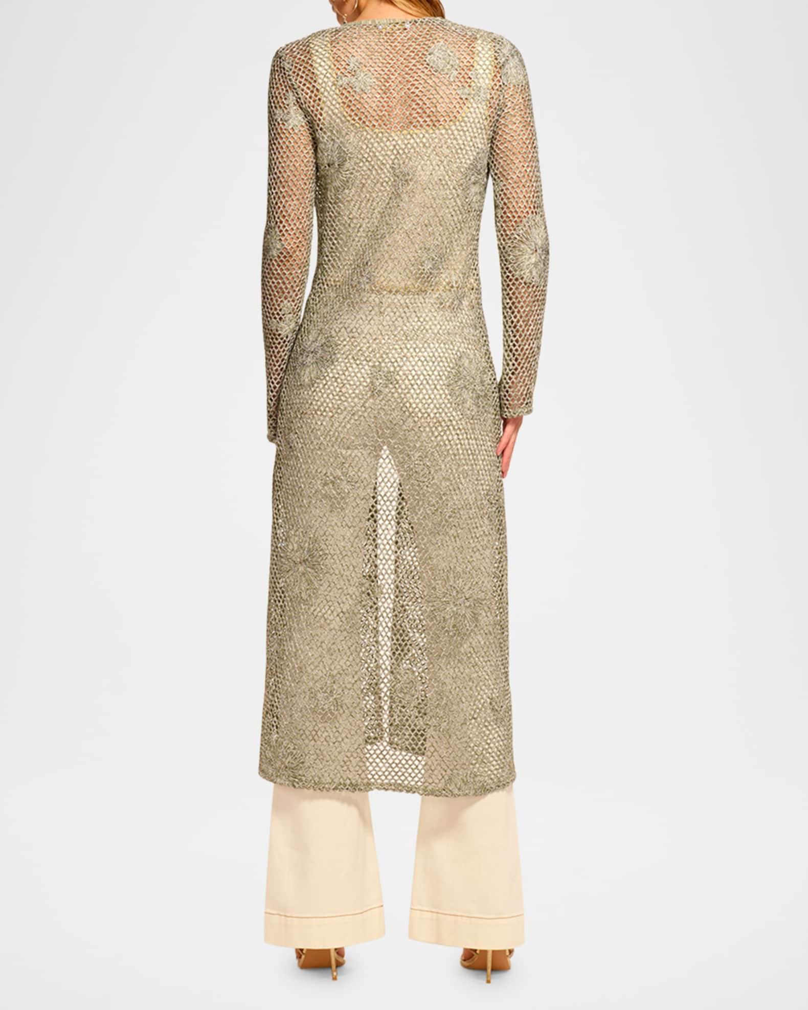 Liana Metallic Knit Crochet Duster Product Image