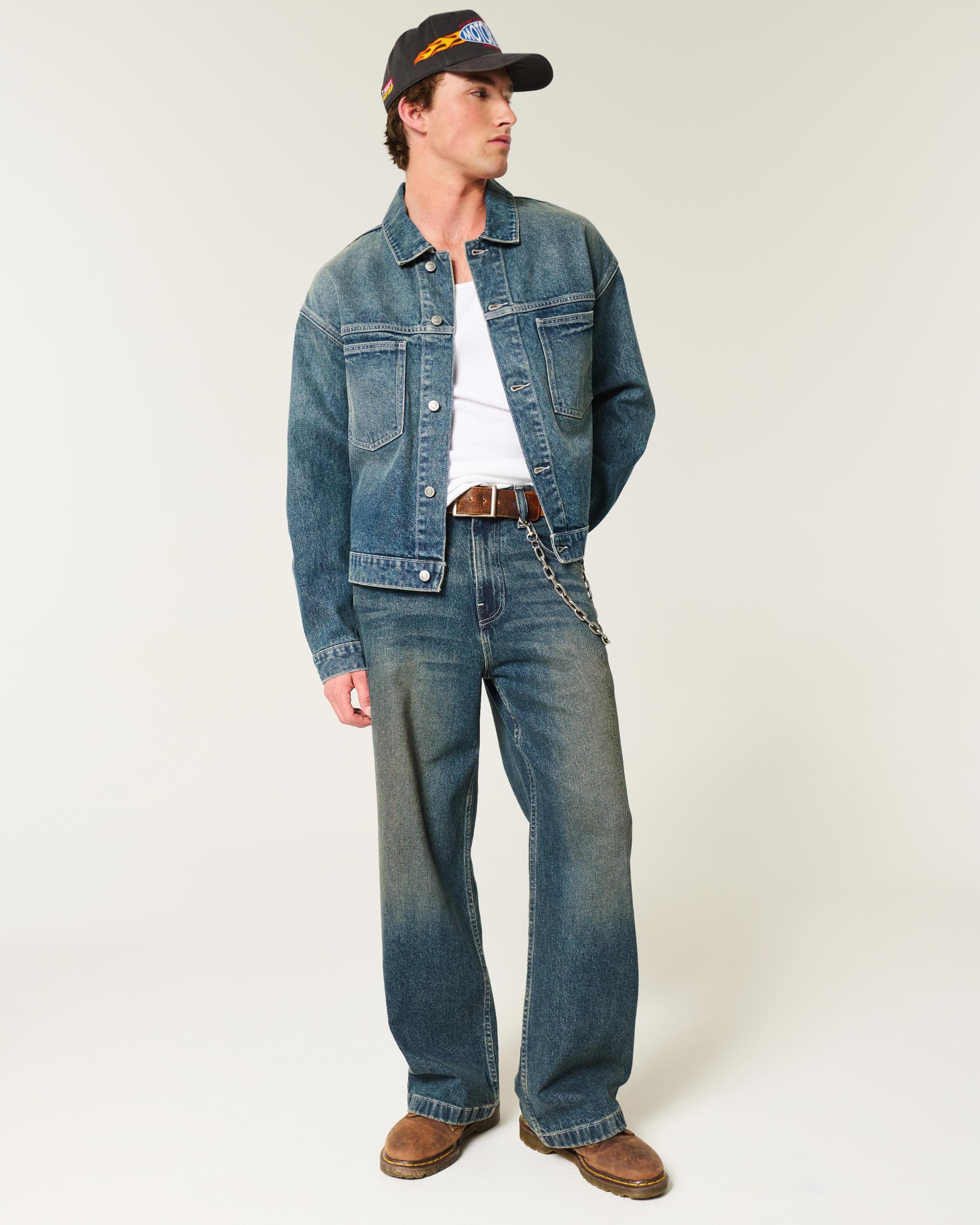 Washed Black Denim Trucker Jacket Product Image