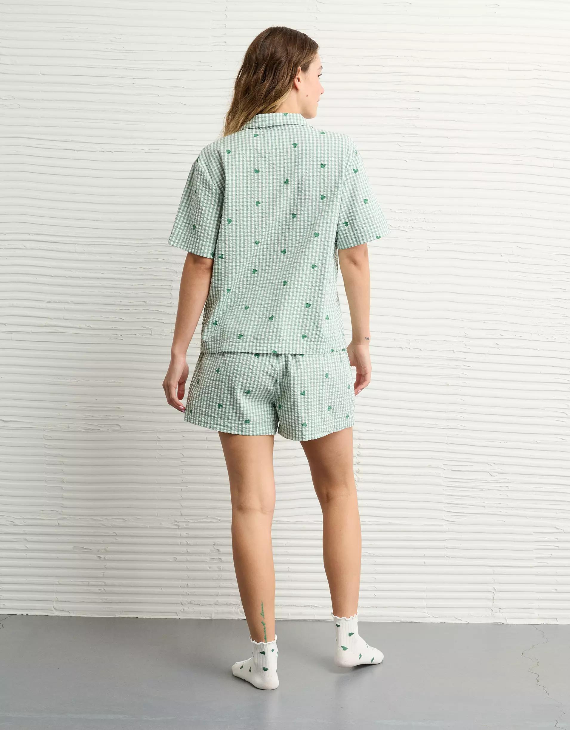 AE Gingham Hearts Seersucker PJ Set Product Image
