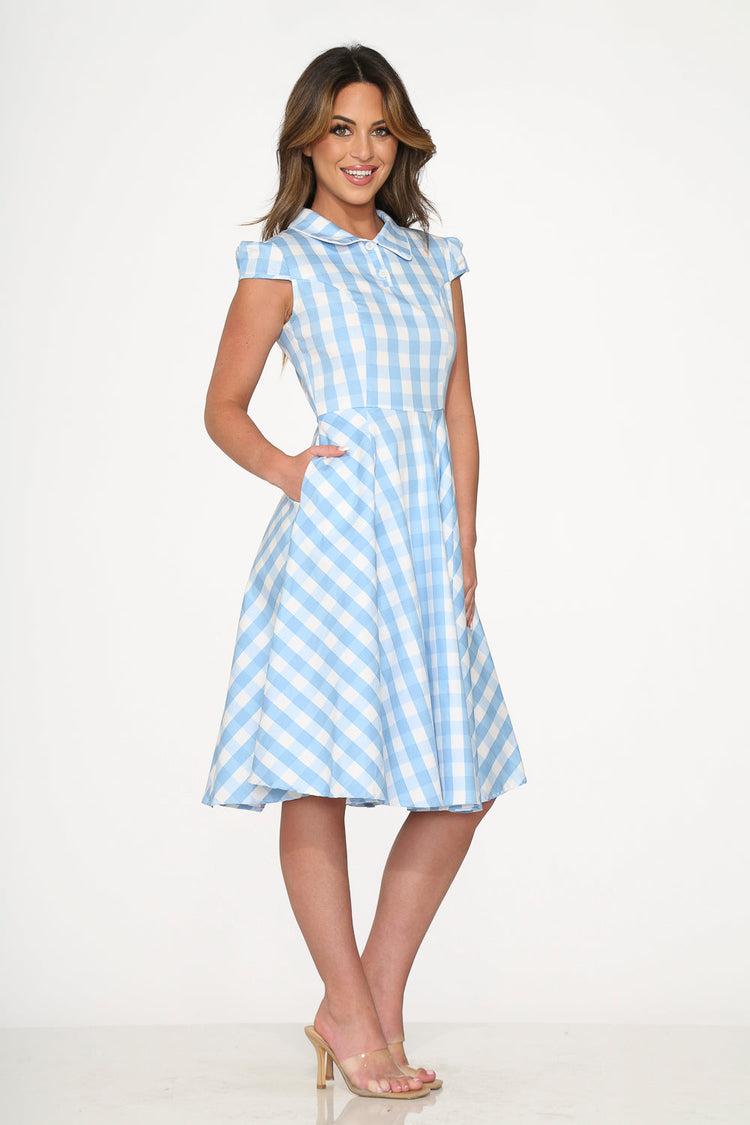 Blue Checkmate Swing Dress Product Image