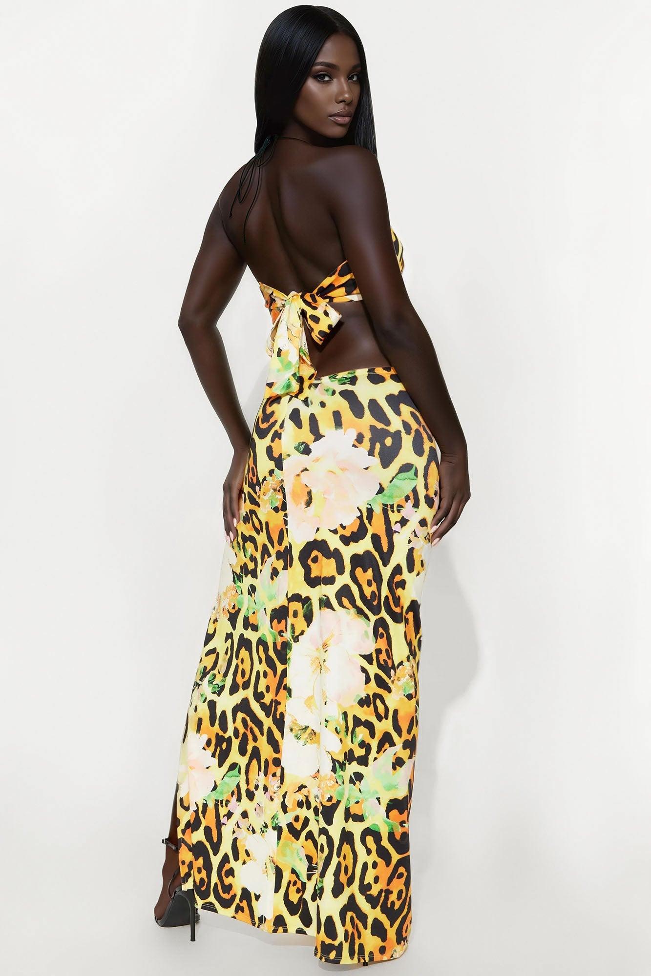 Make A Statement Leopard Maxi Dress - Yellow/combo Product Image