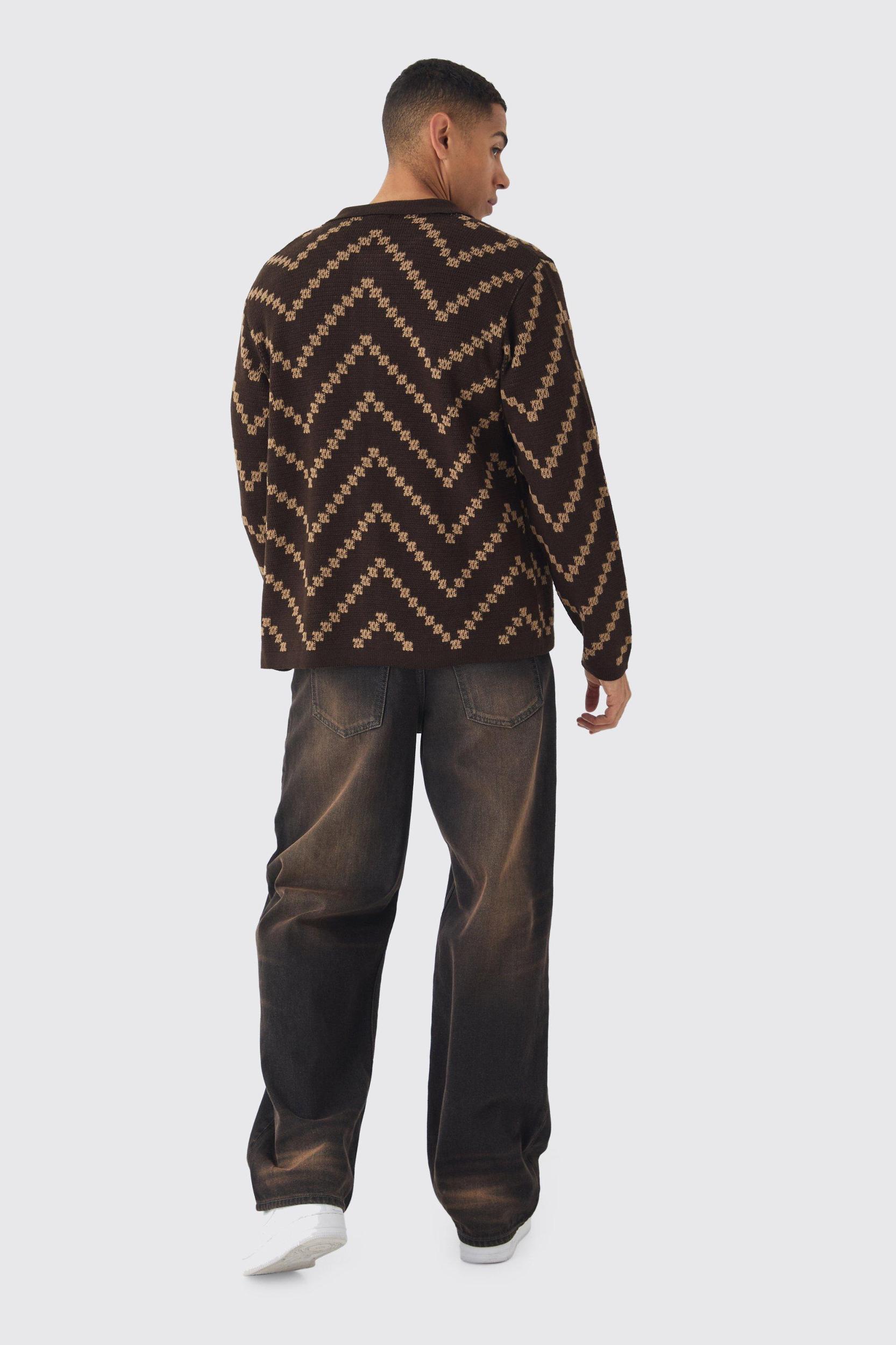 Long Sleeve Stripe Knit Shirt | boohooMAN USA Product Image