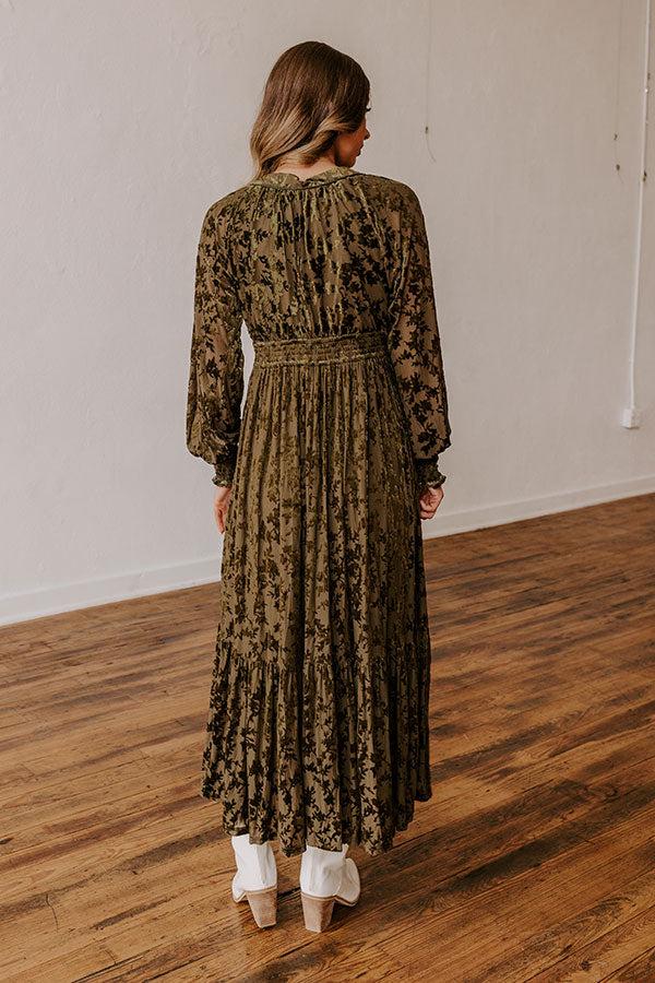 Everlasting Dreams Velvet Burnout Maxi Dress in Olive Product Image