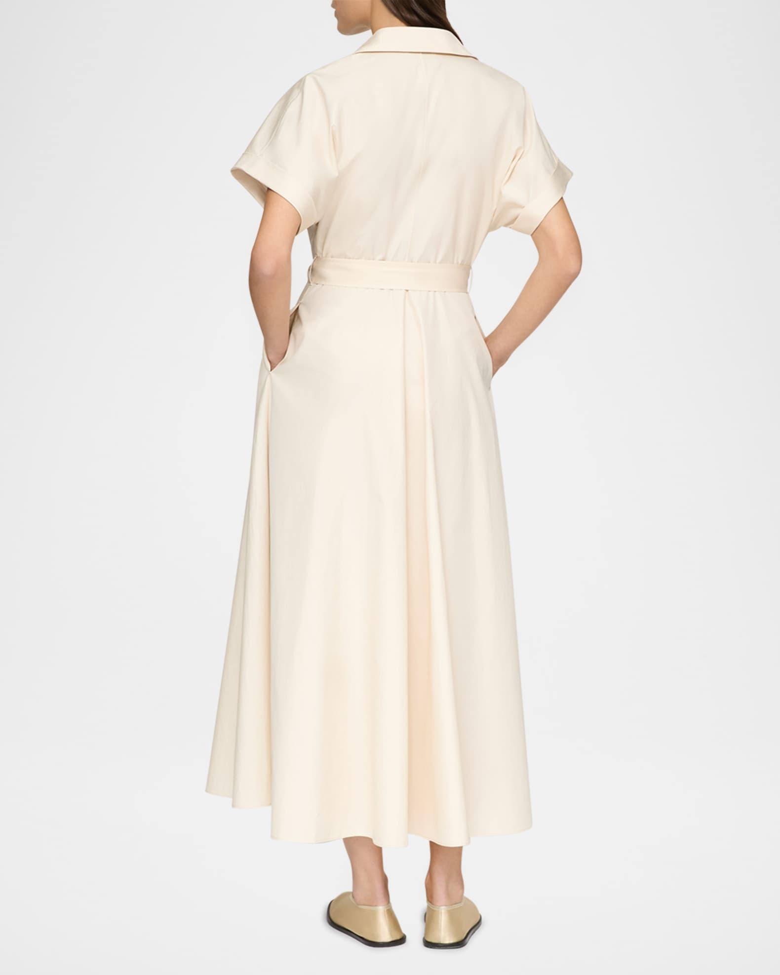 Belted A-Line Cotton Midi Shirtdress Product Image