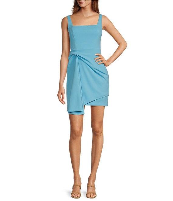 Belle by Badgley Mischka Dylan Crepe A-Line Square Neck Dress Product Image