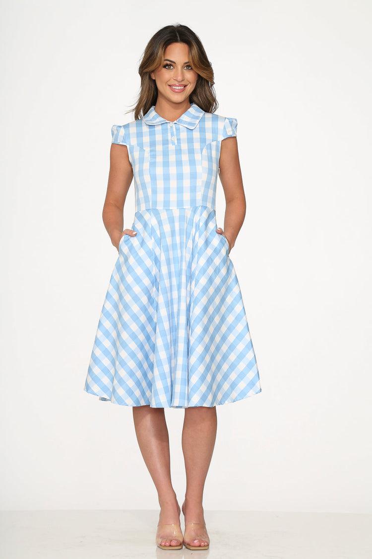 Blue Checkmate Swing Dress Product Image