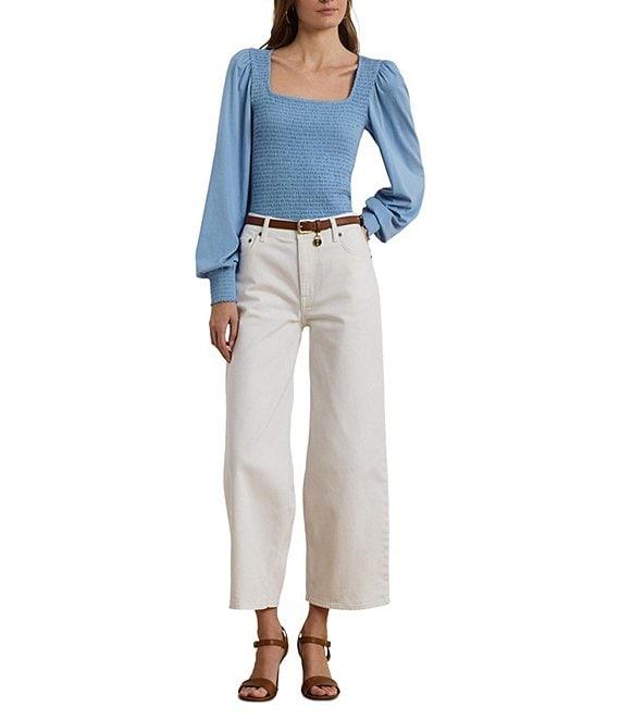 Lauren Ralph Lauren Knit Square Neck Long Blouson Sleeve Top Product Image