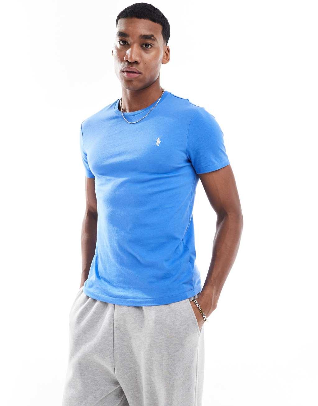 Polo Ralph Lauren icon logo t-shirt custom fit in mid blue Product Image