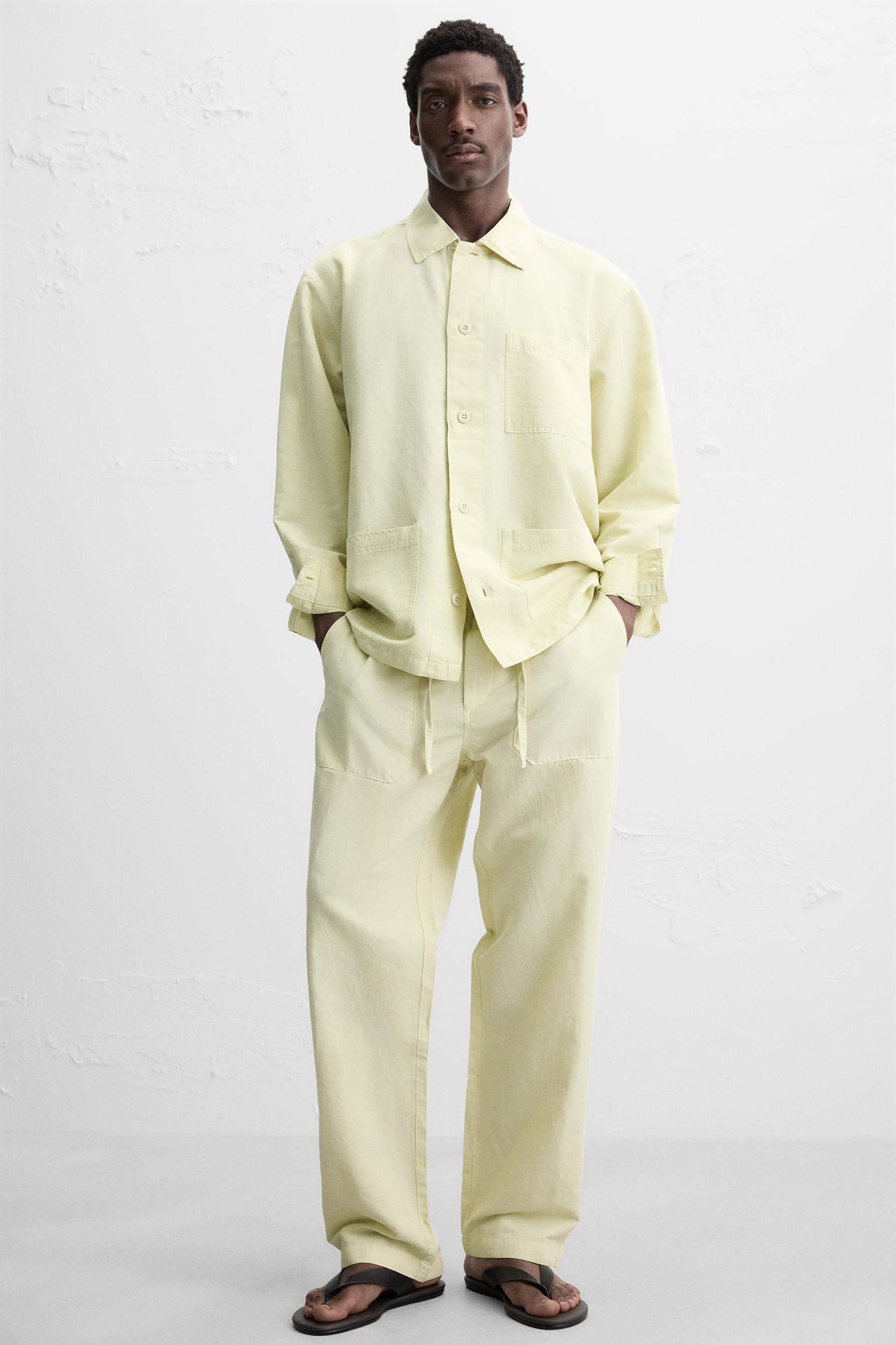 STRAIGHT FIT LINEN COTTON PANTS Product Image