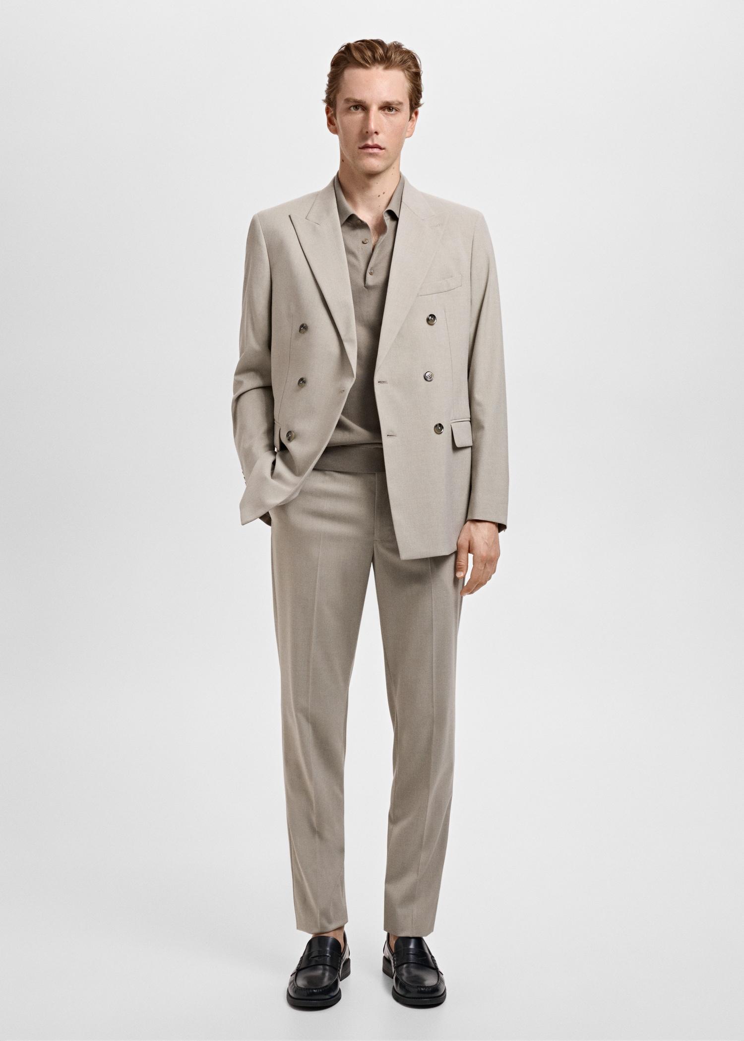 Monaco double-breasted slim-fit suit blazer - Men | MANGO USA Product Image