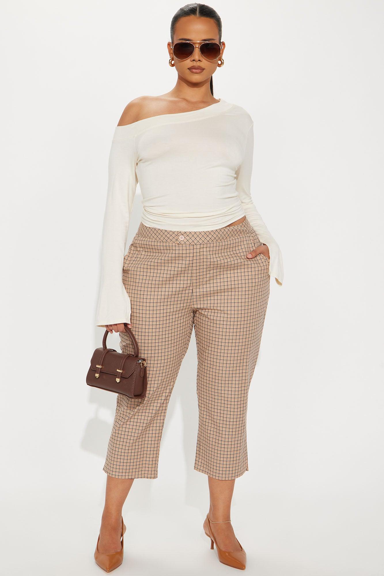 Natasha Plaid Capri Pant - Brown/combo Product Image