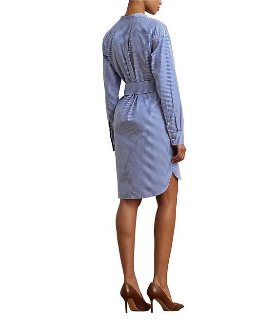 Lauren Ralph Lauren Broadcloth Striped Belted Shirt Dress Product Image