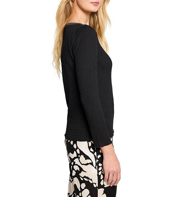 NIC + ZOE Bubble Knit Round Neck Bracelet Sleeve Top Product Image