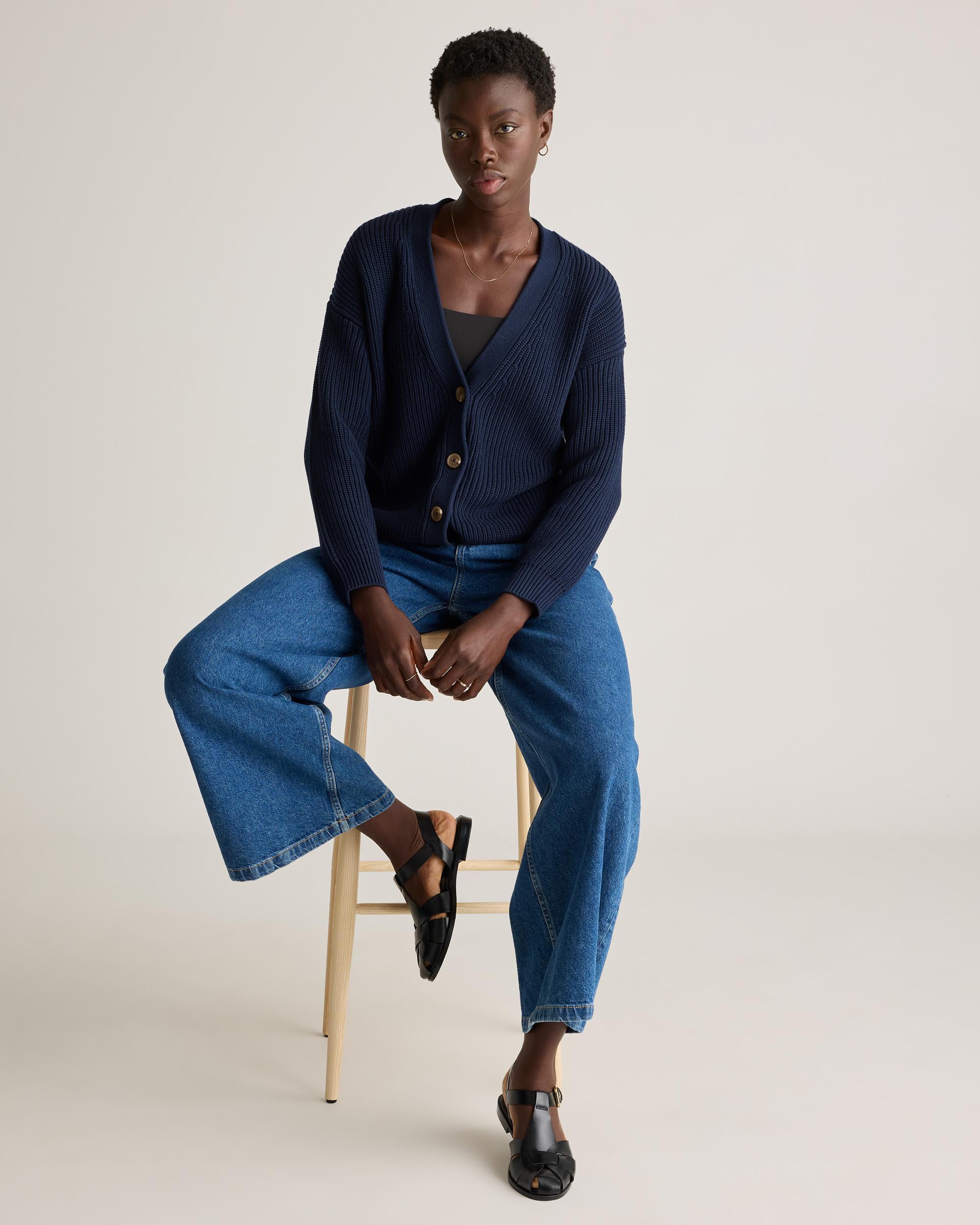 Quince | Women's OverSized Boyfriend Cardigan Sweater Size XL, Organic Cotton Product Image