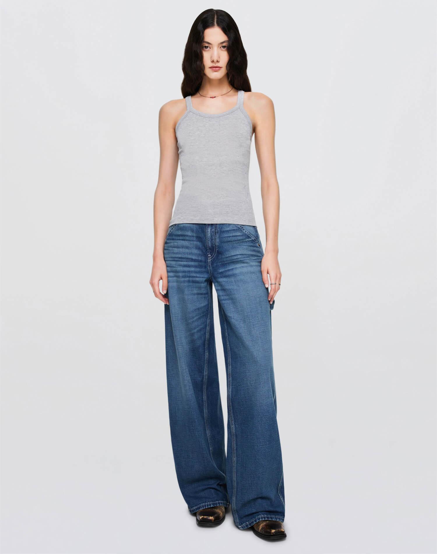 Hanes Ribbed Tank - Heather Grey Female Product Image