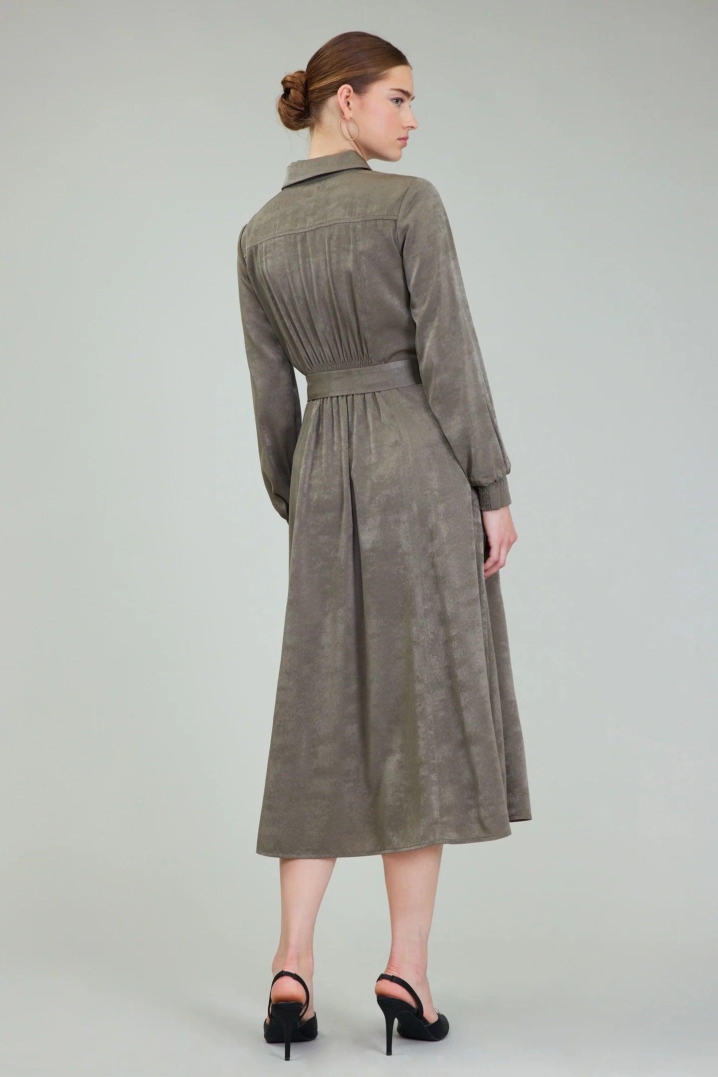 Shirt Dress with Smocked Cuffs Product Image