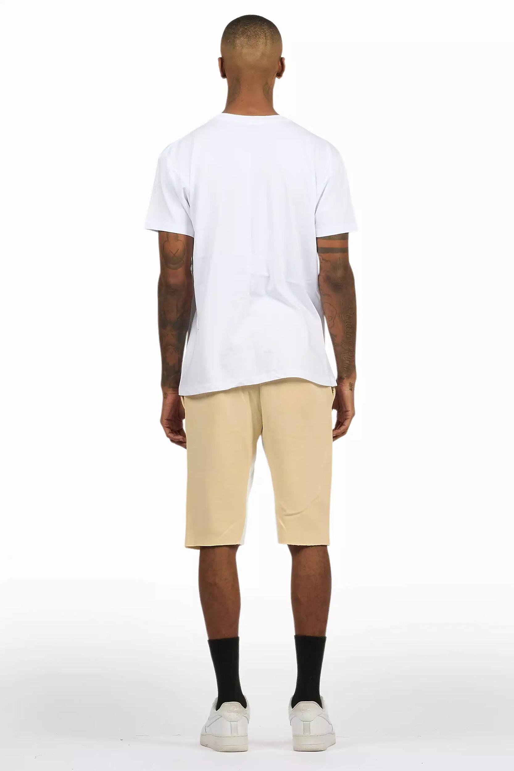 Shootah White/Beige T-Shirt Short Set Male Product Image