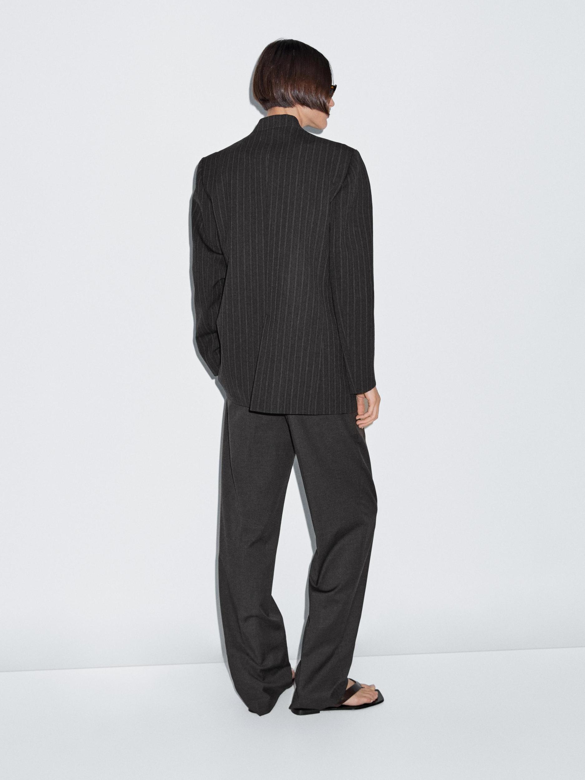 100% wool striped blazer with collar detail Product Image