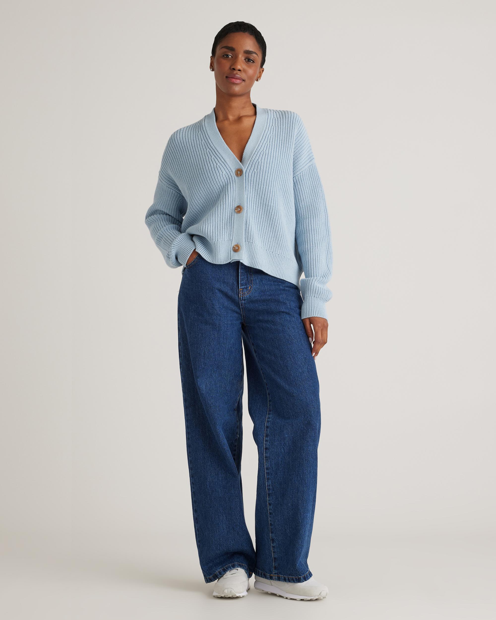 Quince | Women's Fisherman Boxy Cropped Cardigan Sweater Organic Cotton Product Image