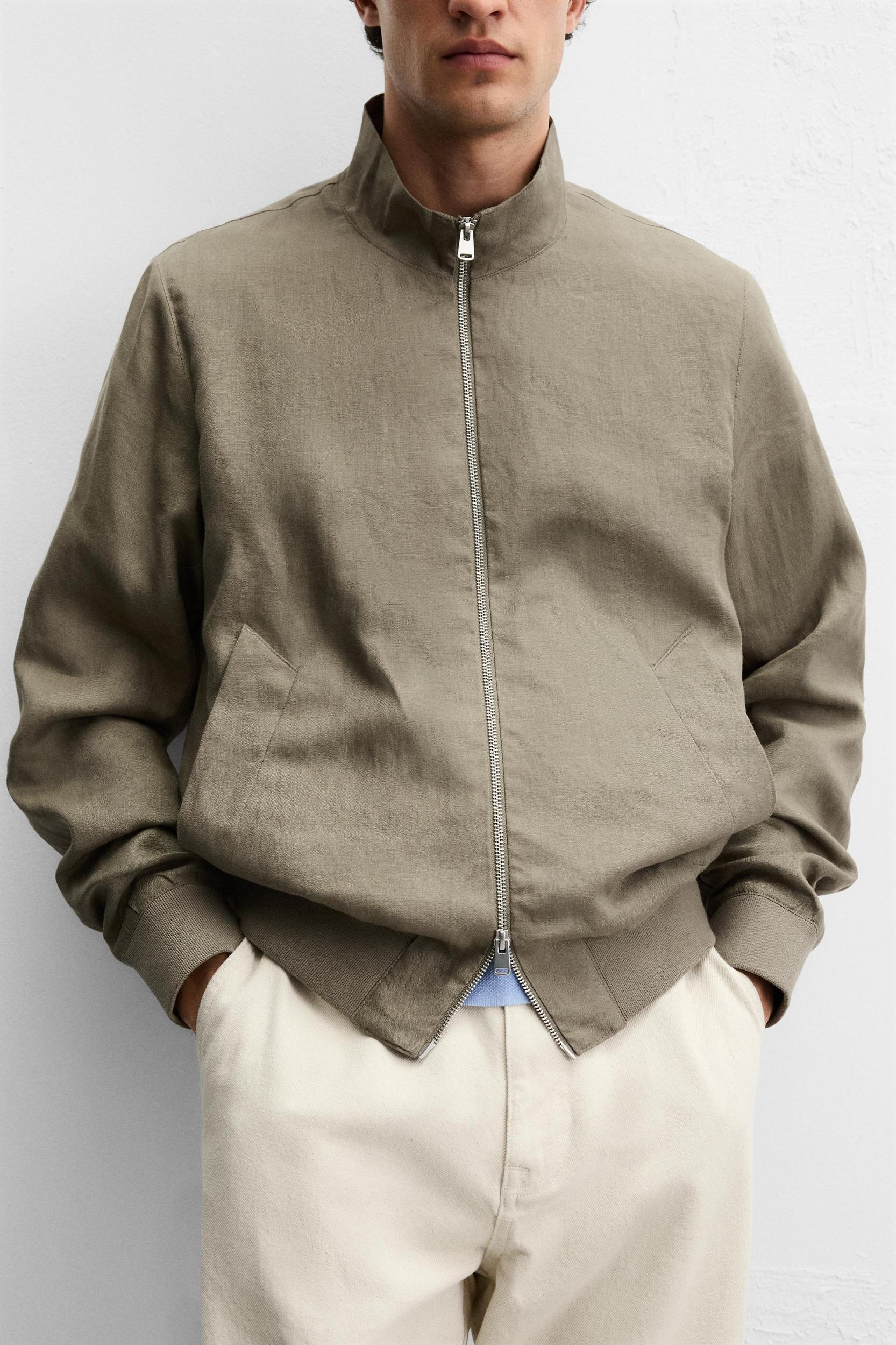 100% LINEN BOMBER JACKET Product Image