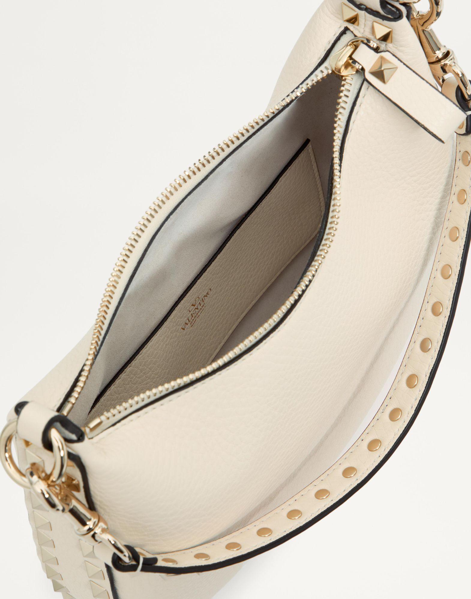 Small Rockstud Hobo Bag In Grainy Calfskin Product Image