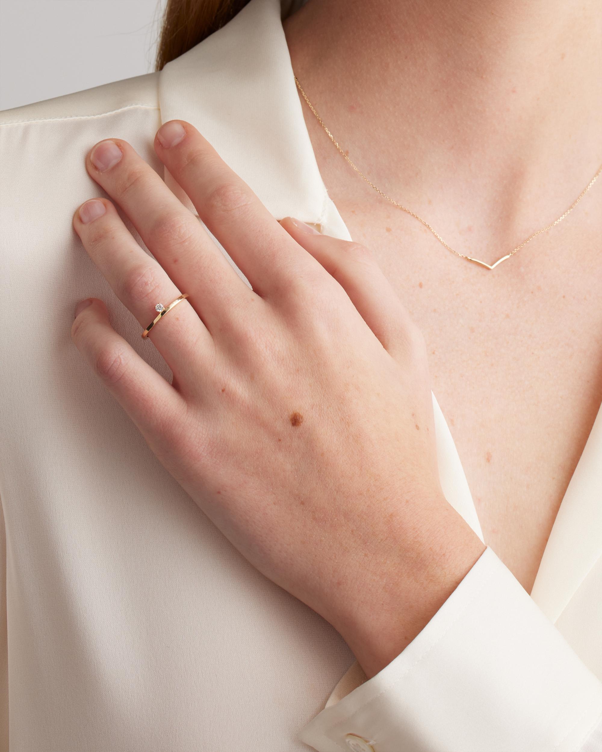 Quince | Women's 14K Gold Solo Floating Diamond Ring Product Image