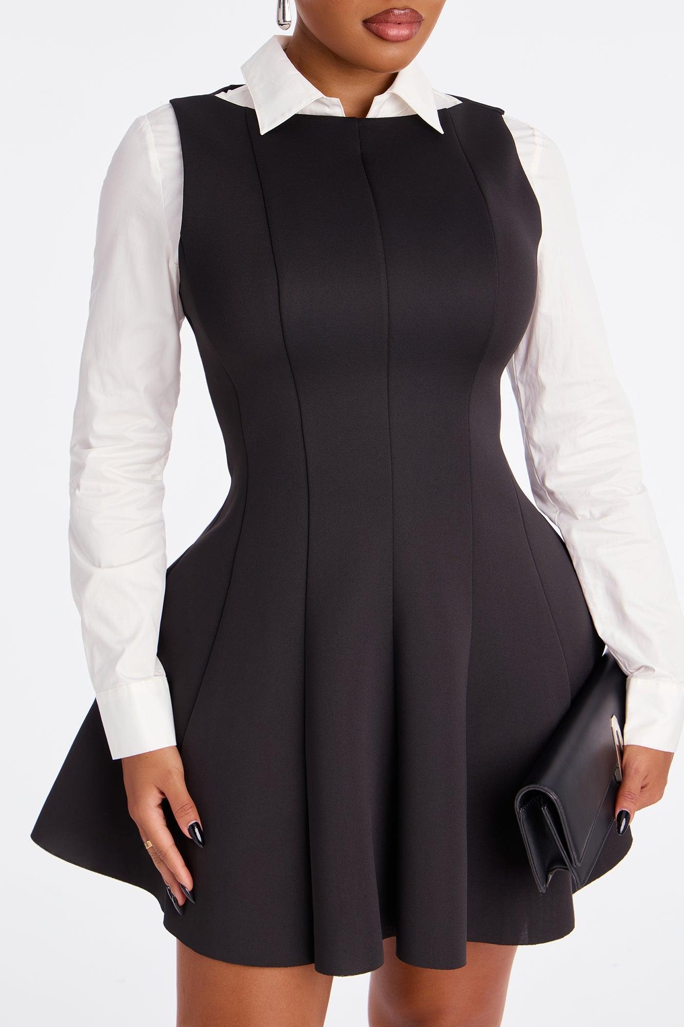 Sunday Looks Long Sleeve Mini Dress - Black Female Product Image