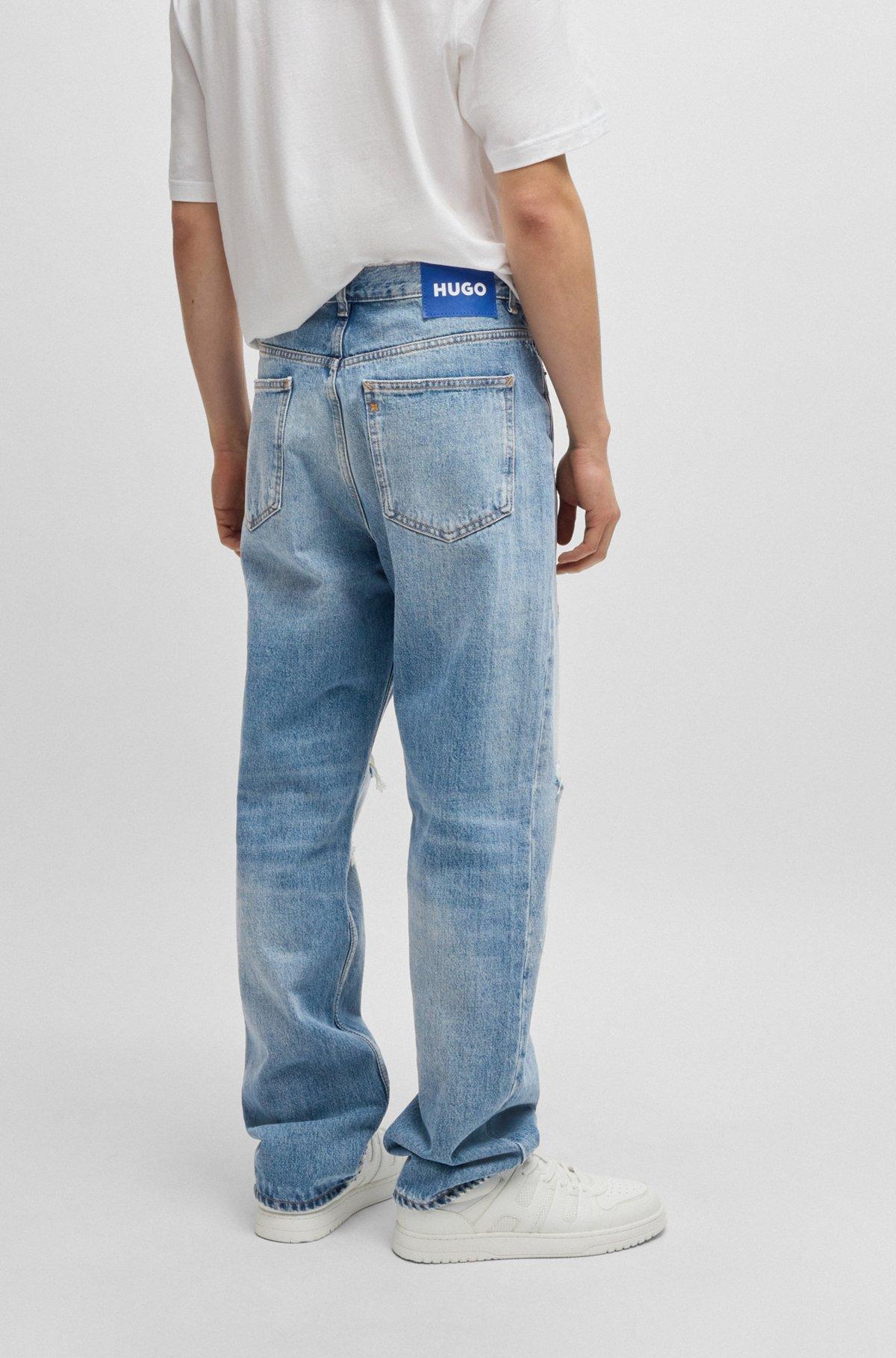 Baggy-fit jeans in stonewashed blue denim Product Image