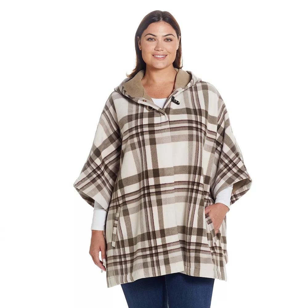 Women's Weathercast Hood Fleece Poncho, Coriander Ivory Product Image