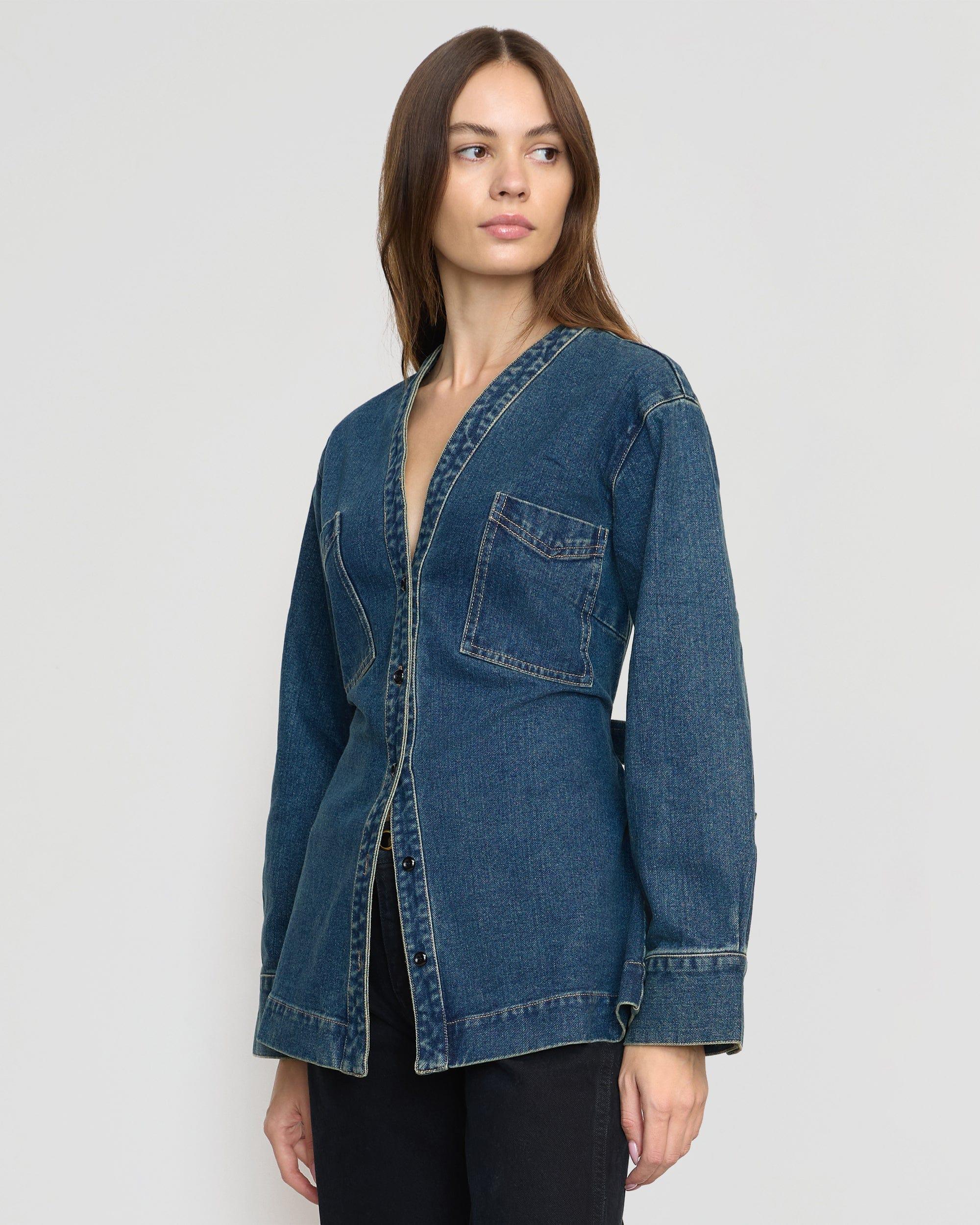 Emmett Structured-Sleeve Denim Jacket Product Image
