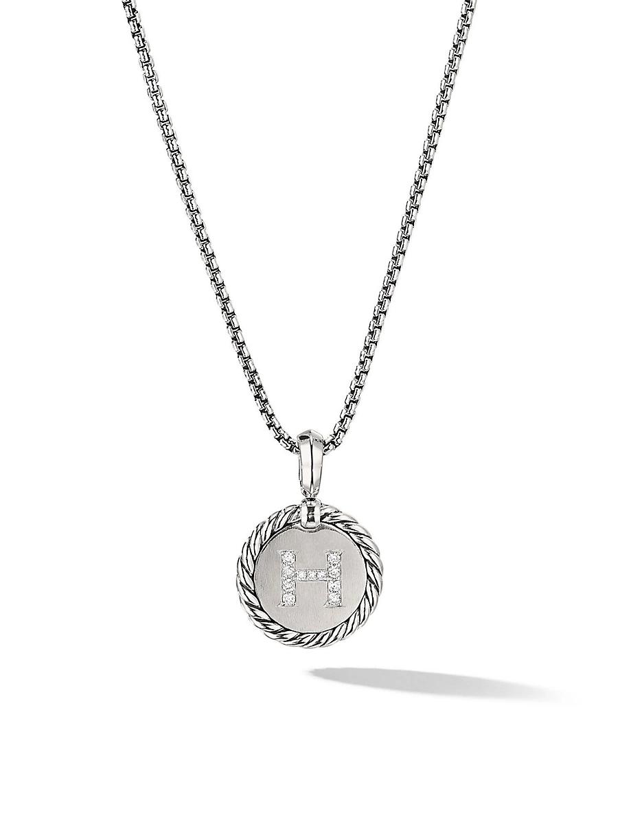 Womens Initial Charm Necklace in Sterling Silver Product Image