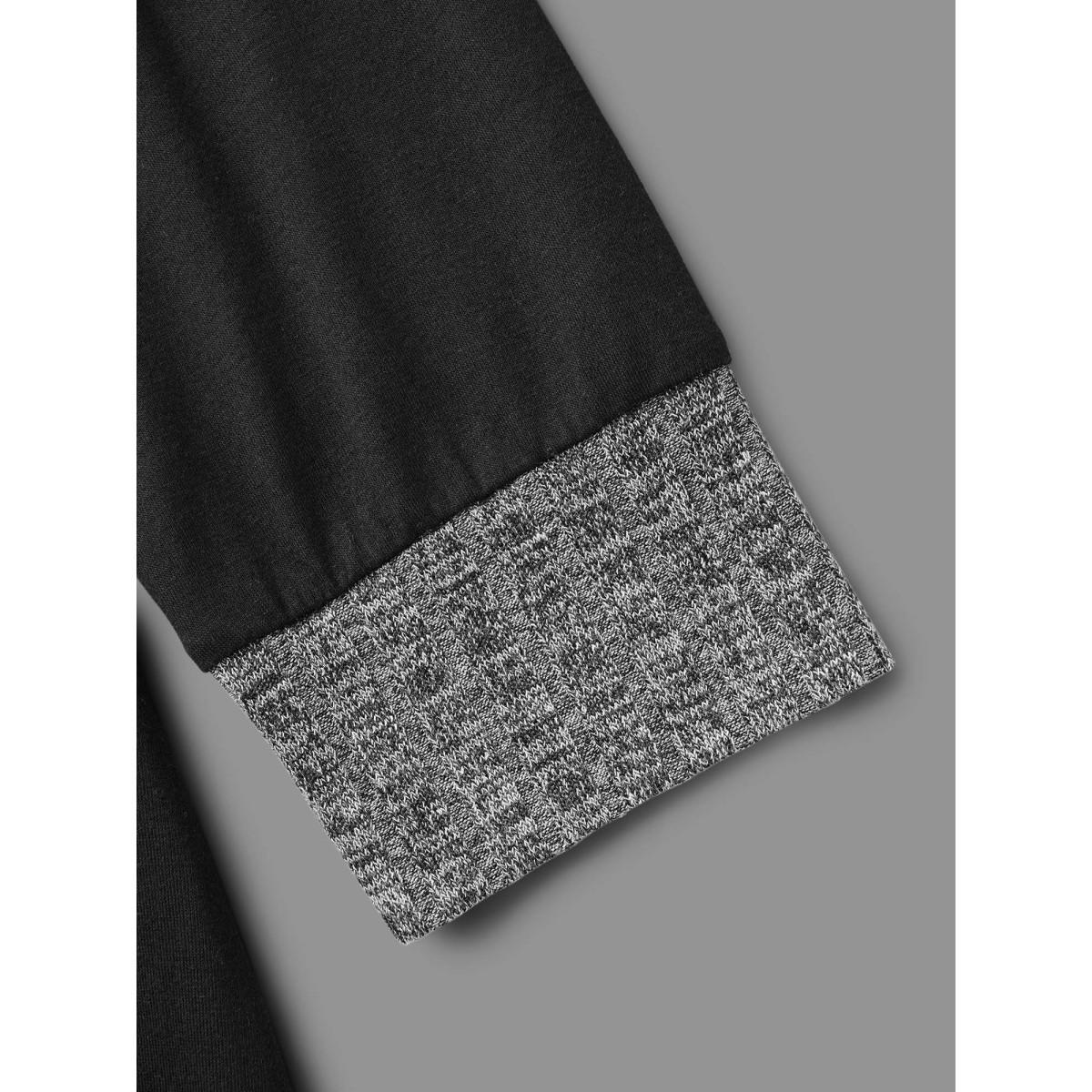 Plus Size Textured Patchwork Button Detail Midi Dress DimGray Women Casual Contrast V-neck Long Sleeve Curvy BloomChic 18-20/2X Product Image