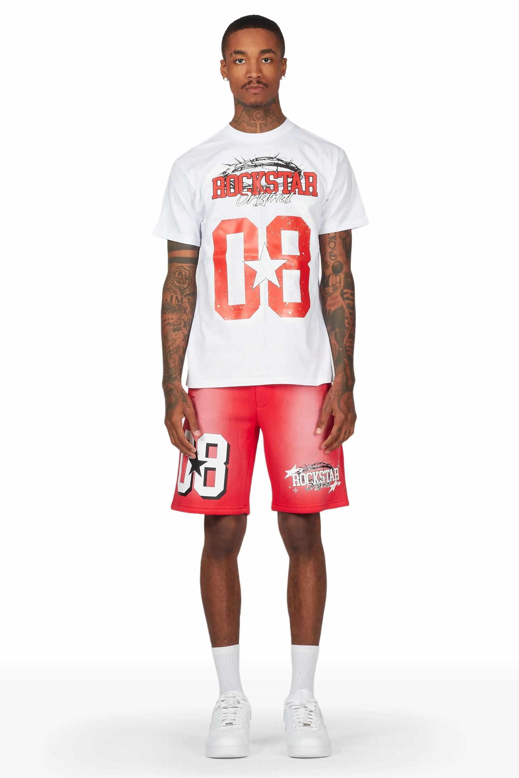Allstar White/Red T-Shirt Short Set Male Product Image