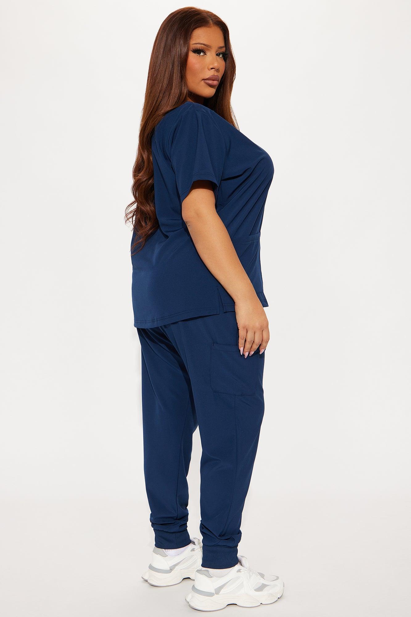 Daily Clock In 4 Way Stretch Uniform Scrub Jogger Set - Navy Product Image