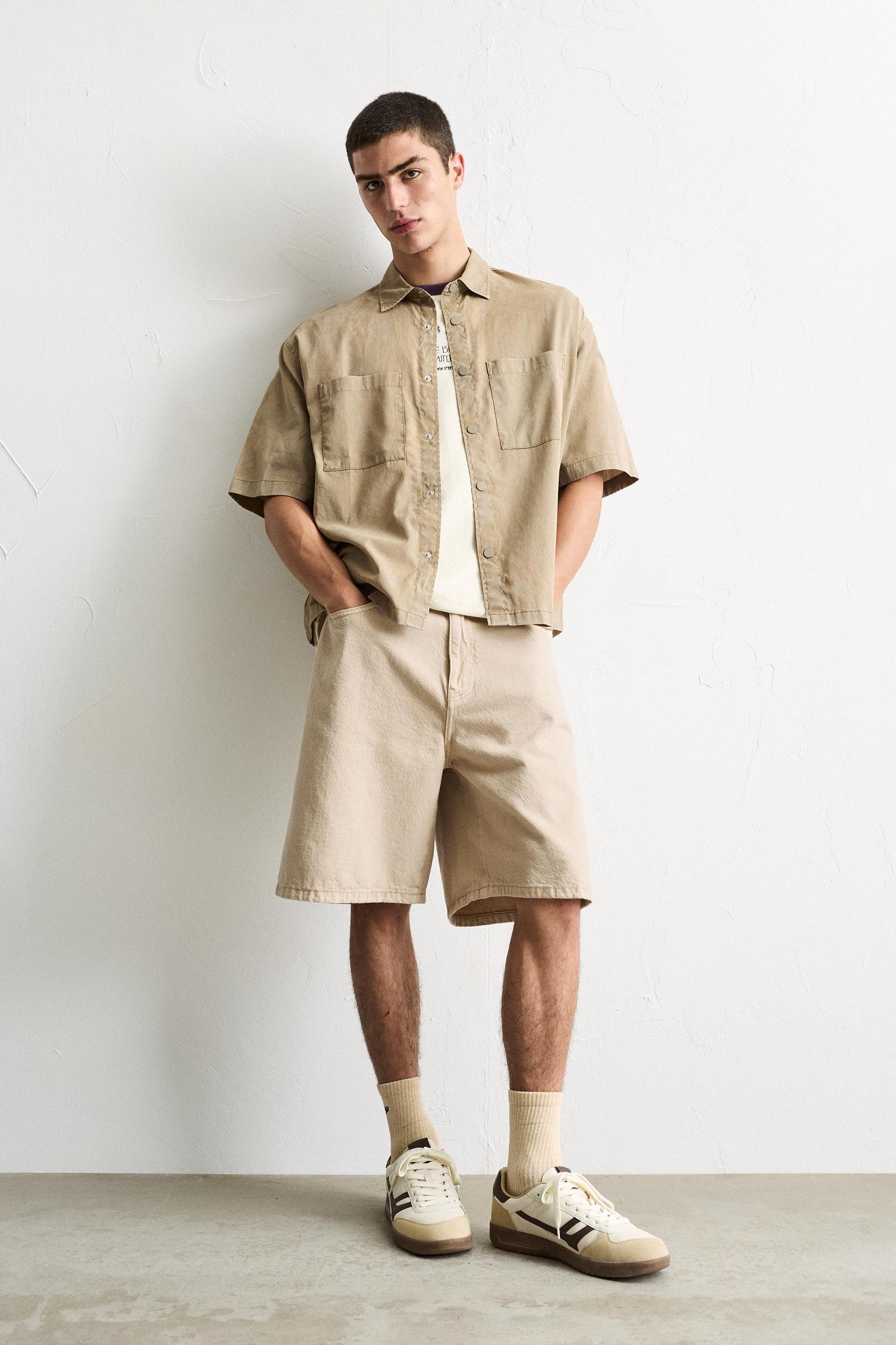Baggy denim Bermuda shorts Product Image