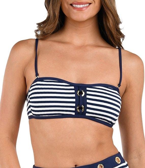 La Blanca Set Sail Ribbed Knit Gold Grommet High Waist Swim Bottom Product Image