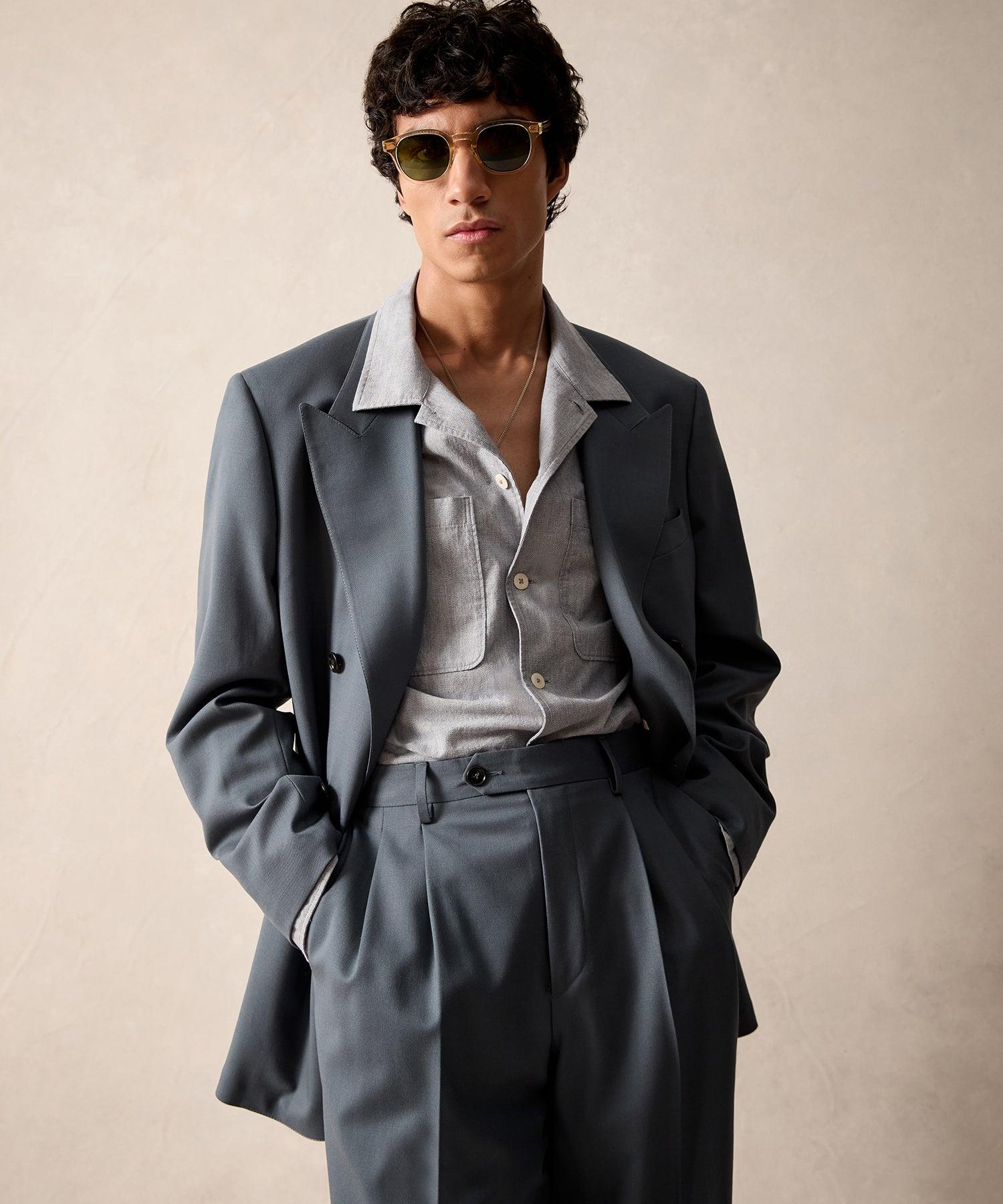 Italian Gabardine Wythe Jacket in Steel Blue Product Image