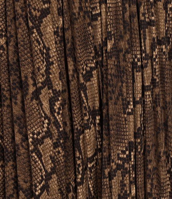 MICHAEL Michael Kors Snake Print Belted Pleated Midi A-Line Skirt Product Image