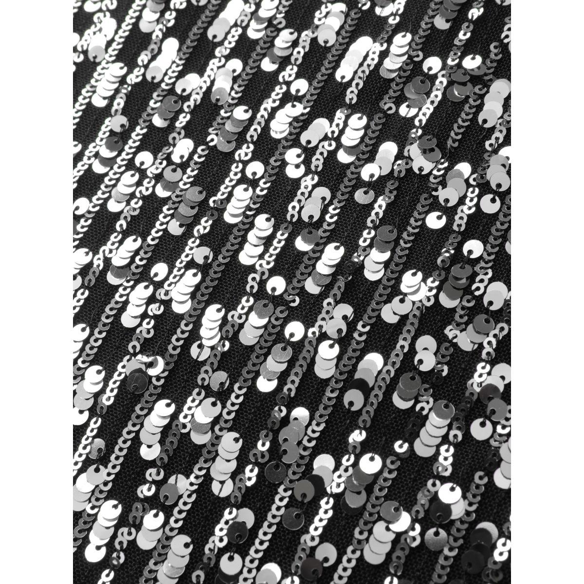 Plus Size Black Sequin Layered Ruffled Sleeve Blouse Women Party&Cocktail Elbow-length sleeve Round Neck Party Blouses BloomChic 28/5X Product Image